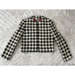Vintage Anne Klein Bergdorf Goodman Houndstooth Wool Blend Shoulder Pad Jacket 4